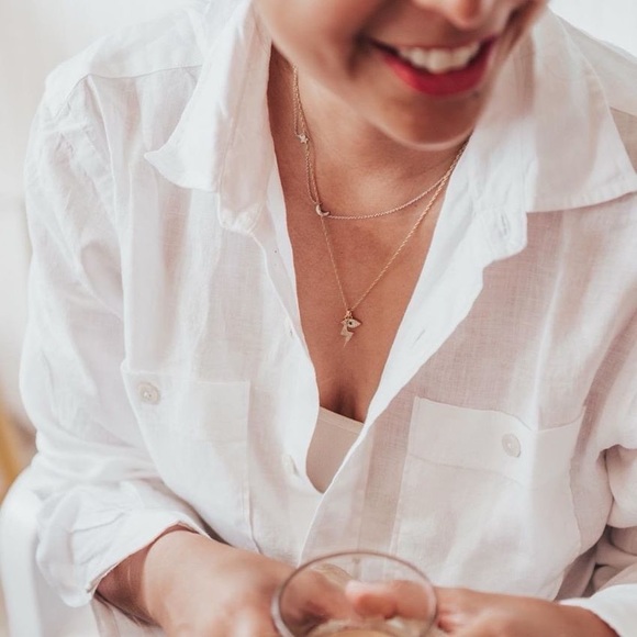 Maison Miru Gold Evil Eye Charm Necklace - Picture 3 of 4